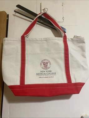 Canvas Tote Bag in Cream and Red unisex open to Offers New